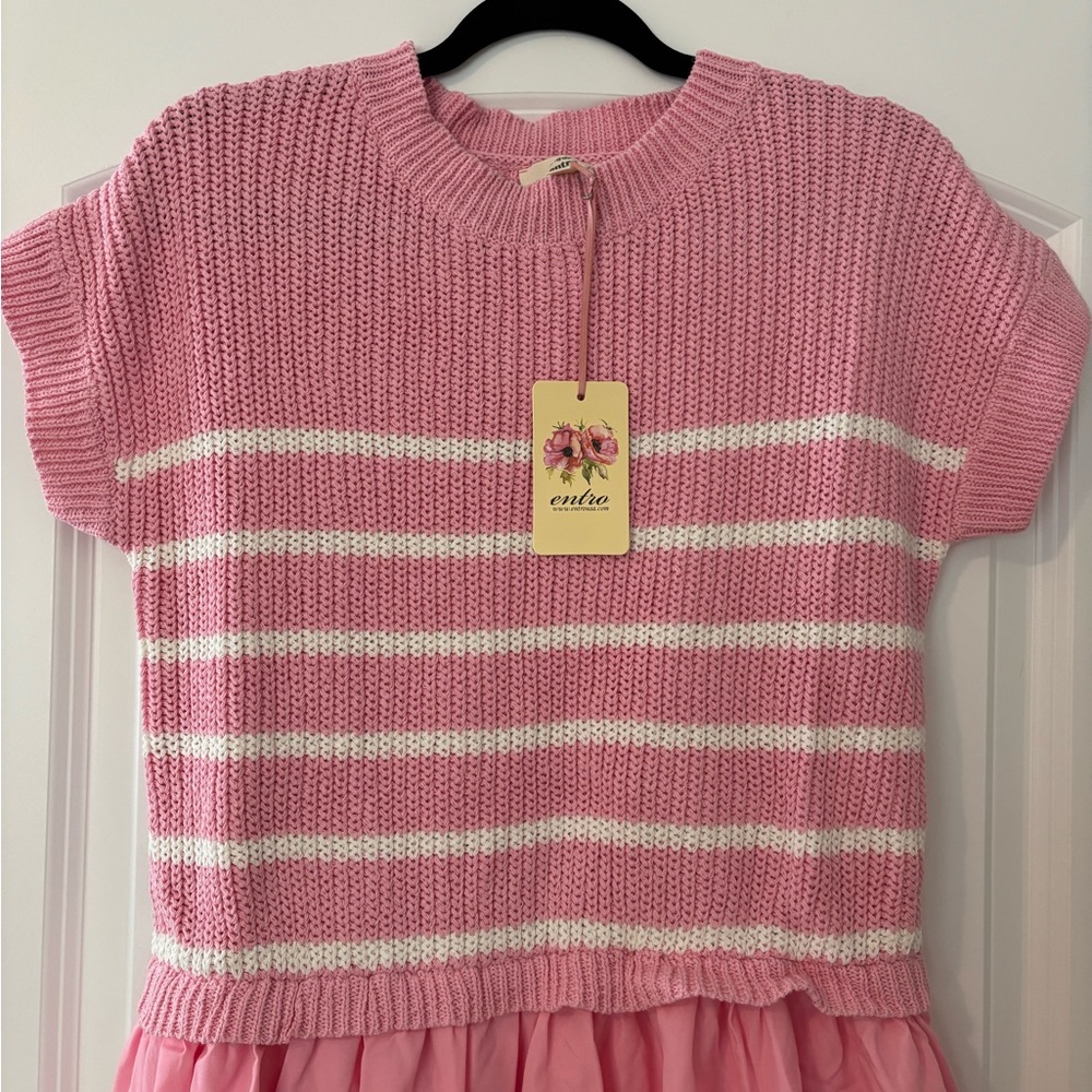 NWT Entro Pink and White Striped Dress - Picture 4 of 7